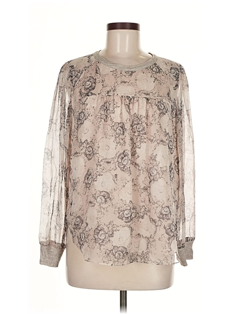 Pre-owned Rebecca Taylor Long Sleeve Silk Top Ivory Boatneck Tops In White