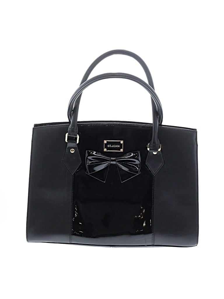 Pre-owned St John Leather Shoulder Bag In Black