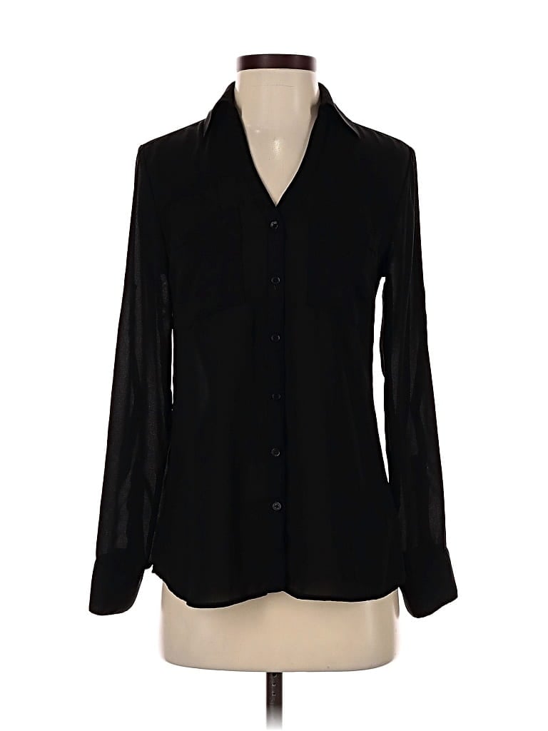 Pre-owned Express Long Sleeve Blouse In Black