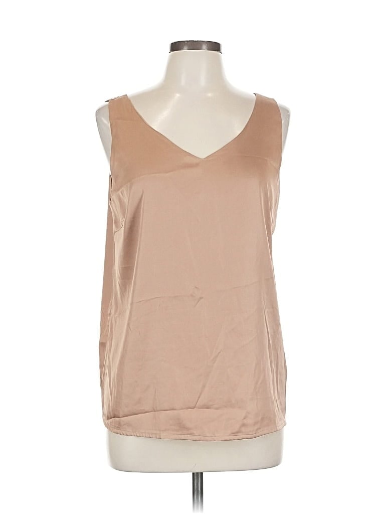 Pre-owned Ekouaer Sleeveless Top Tan V Neck Tops In Brown