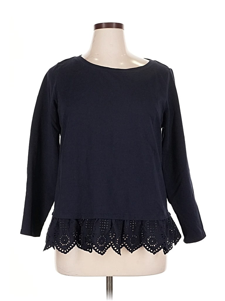 Pre-owned Talbots 3/4 Sleeve Top Black Boatneck Tops