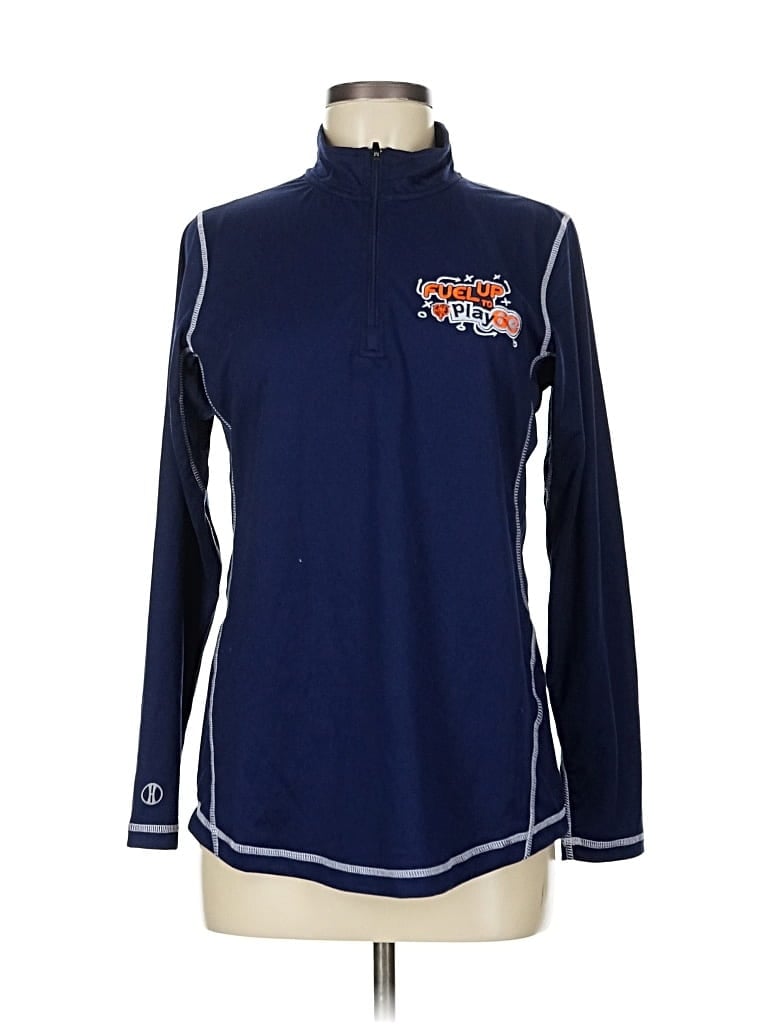 Pre-owned Holloway Long Sleeve Top Blue Mock Neckline Tops