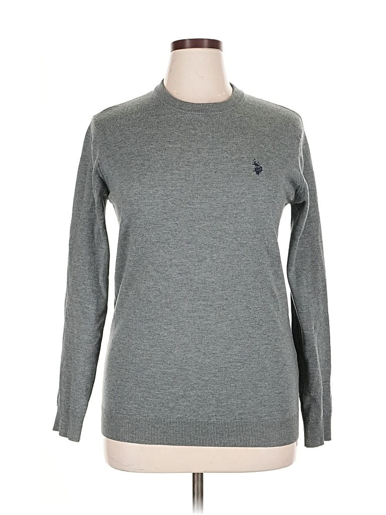 Pre-owned U.s. Polo Assn Pullover Sweater In Gray