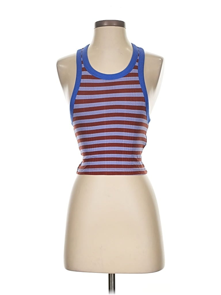 Pre-owned Mwl By Madewell Tank Top Blue Halter Neckline Tops
