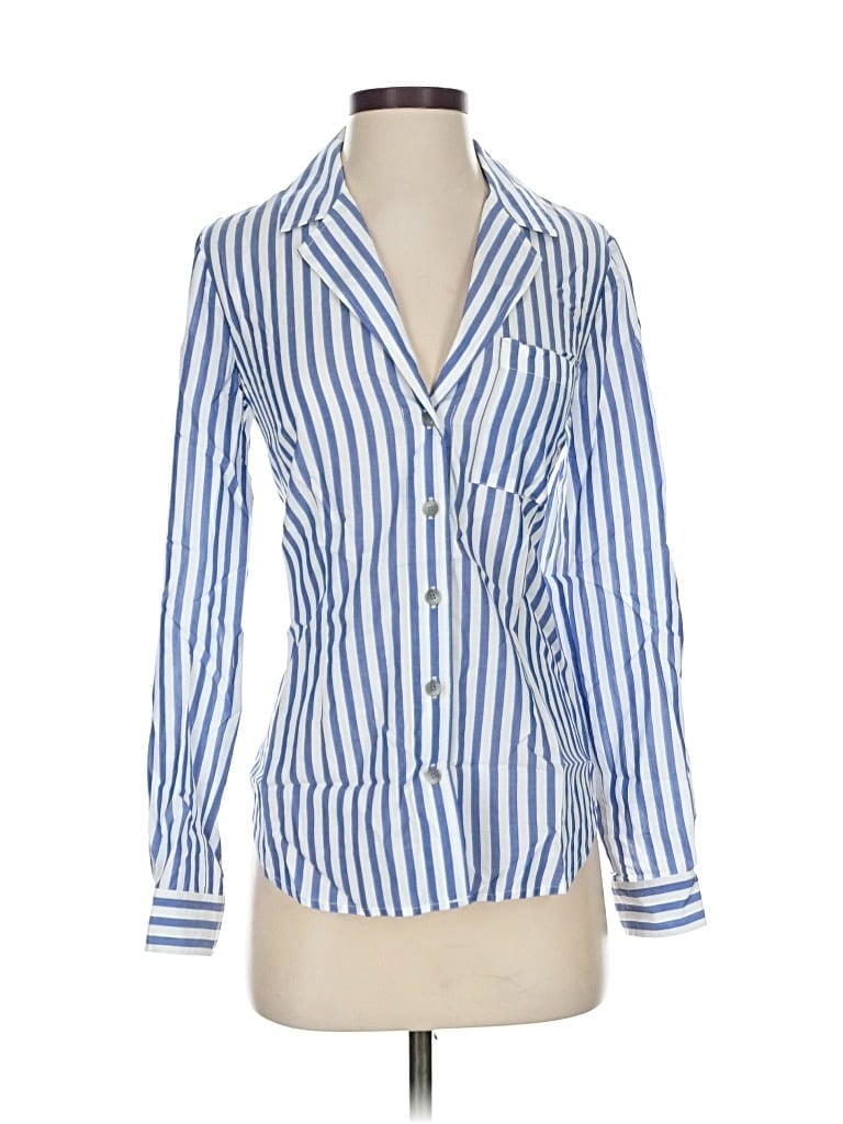 Pre-owned Pilcro By Anthropologie Long Sleeve Blouse In Blue