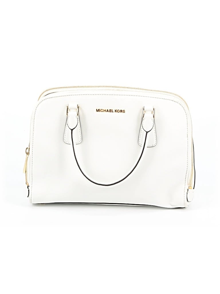 Pre-owned Michael Michael Kors Leather Satchel In White