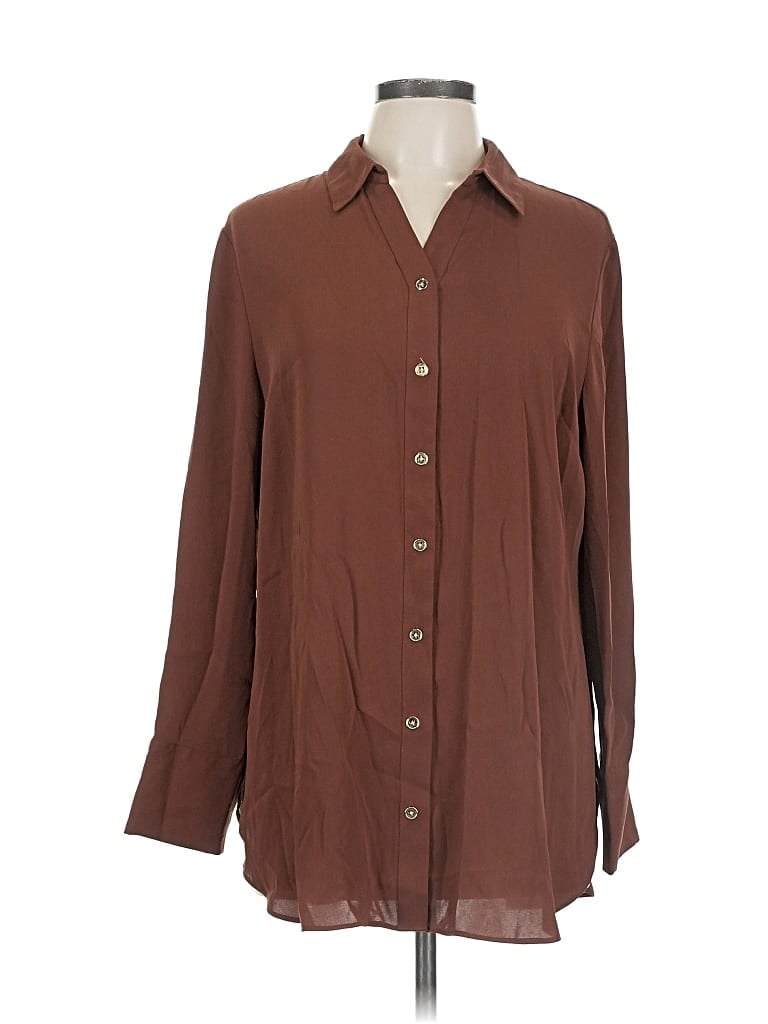 Pre-owned Chico's Long Sleeve Blouse In Brown