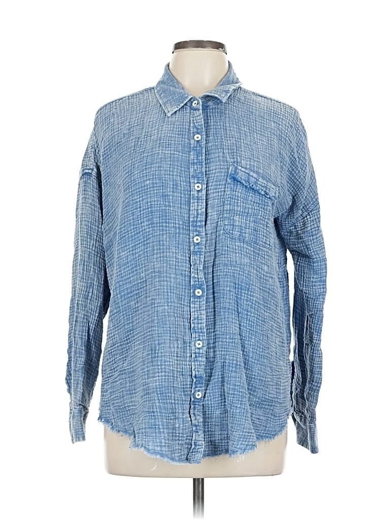 Pre-owned Flag & Anthem Long Sleeve Button Down Shirt In Blue