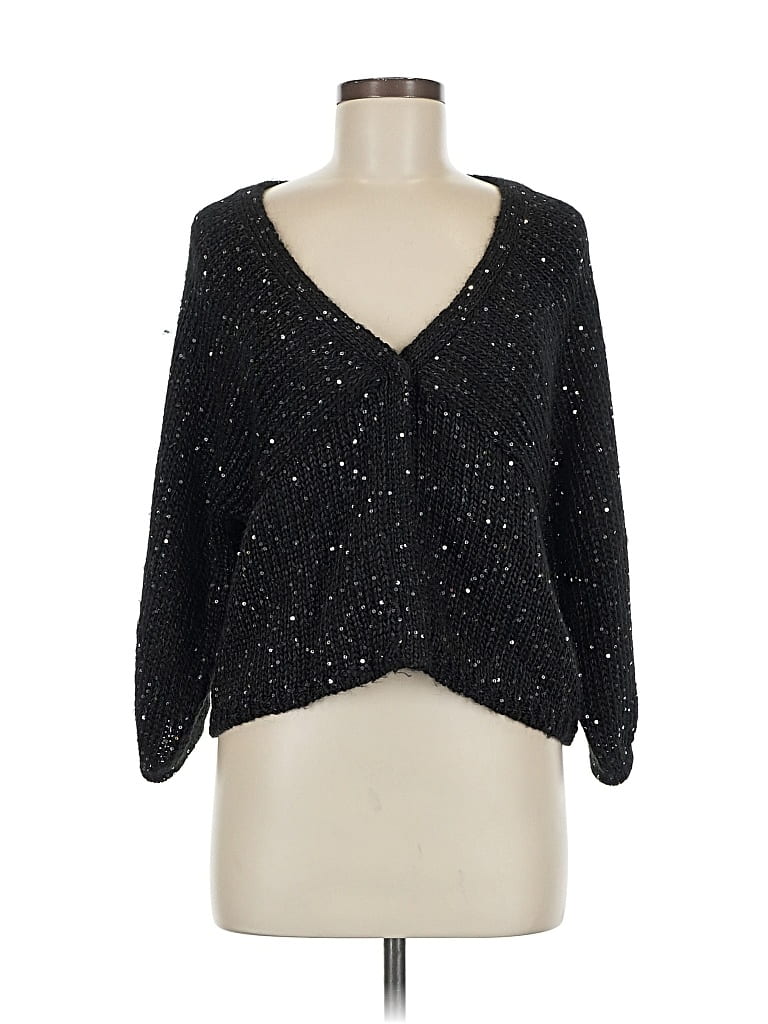 Pre-owned Chico's Cardigan Sweater In Black
