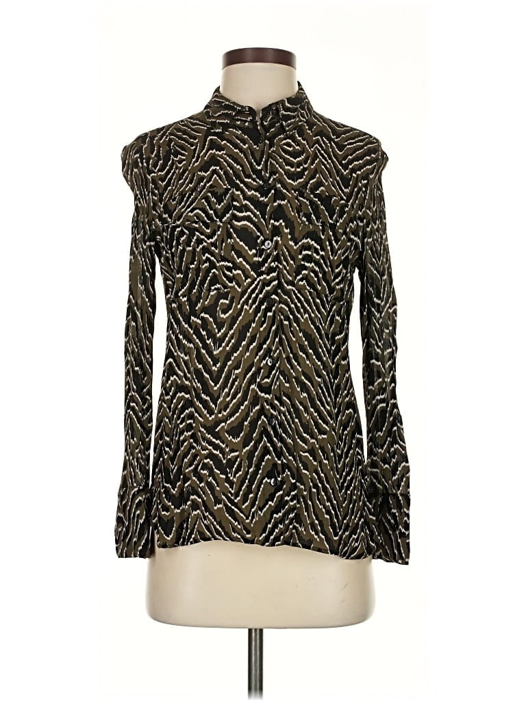 Pre-owned Mng Long Sleeve Blouse In Black