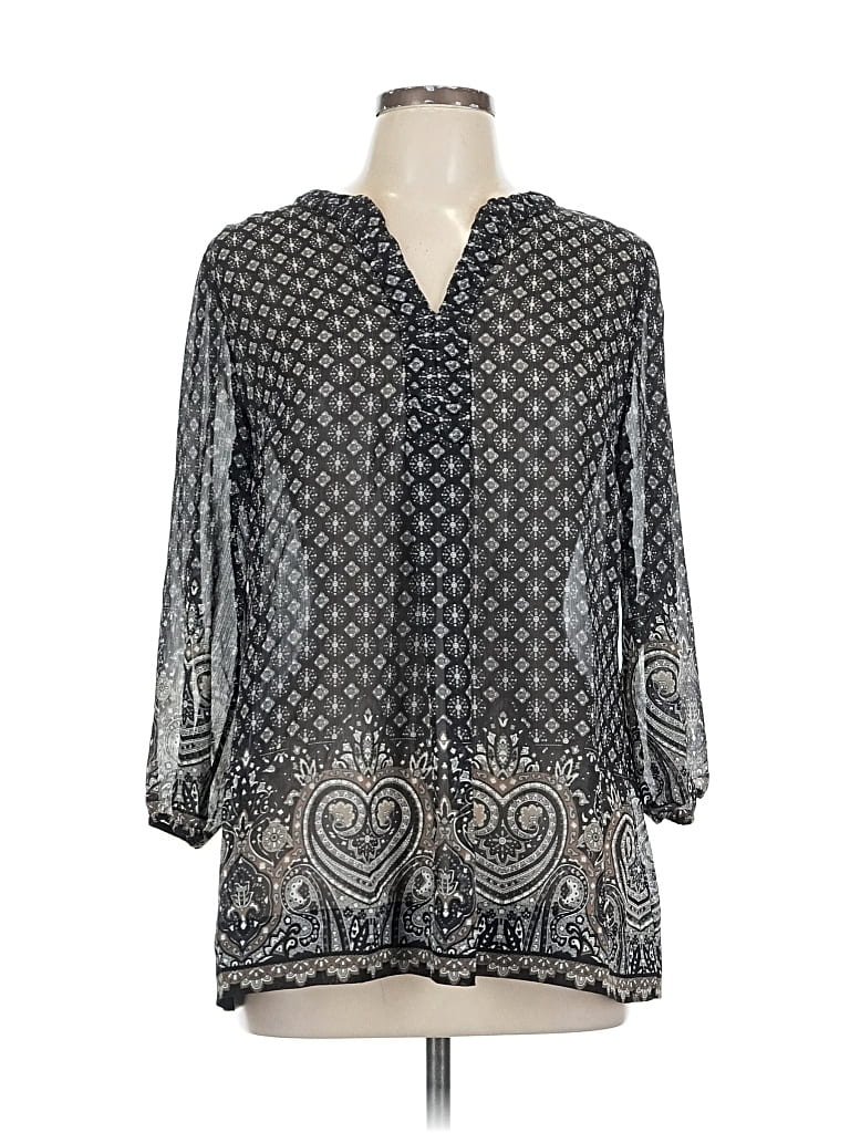 Pre-owned Charter Club 3/4 Sleeve Blouse In Gray