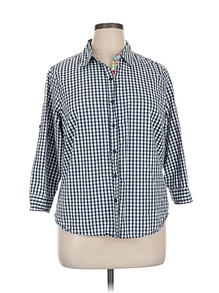 Pre-owned Caribbean Joe 3/4 Sleeve Button Down Shirt In Blue