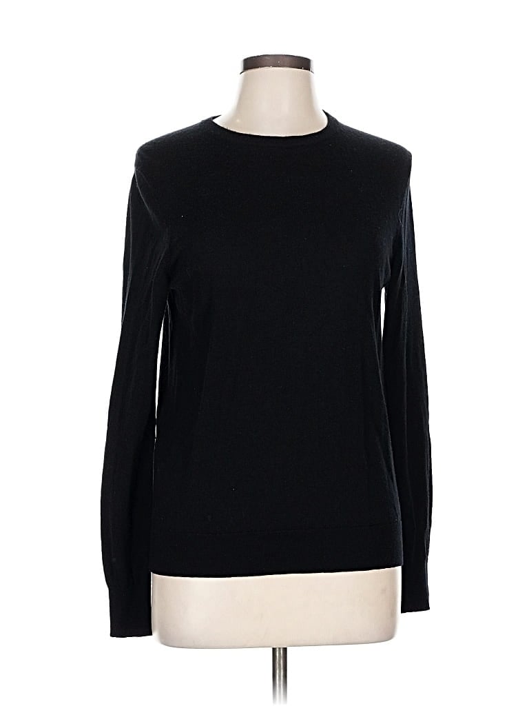 Pre-owned Uniqlo Long Sleeve Top Black Crew Neck Tops