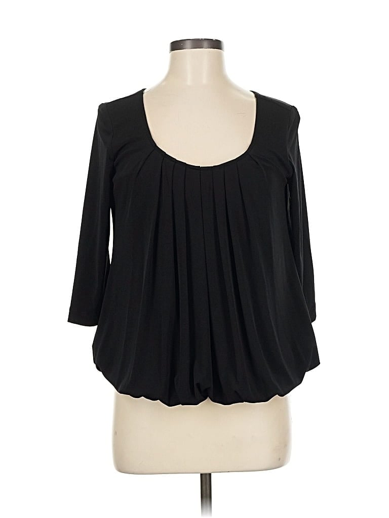 Pre-owned Andria Lieu 3/4 Sleeve Top Black Scoop Neck Tops