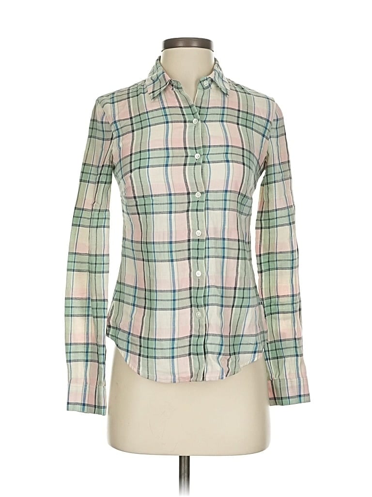 Pre-owned James Perse Long Sleeve Button Down Shirt In Green