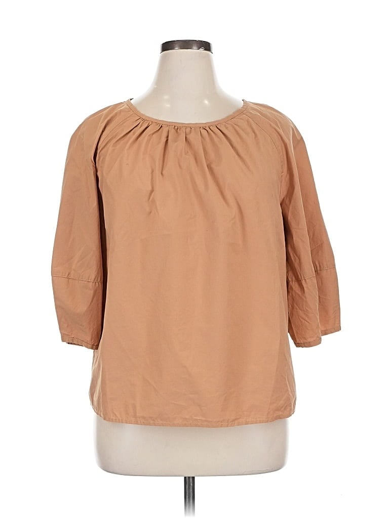 Pre-owned Everlane 3/4 Sleeve Blouse In Brown