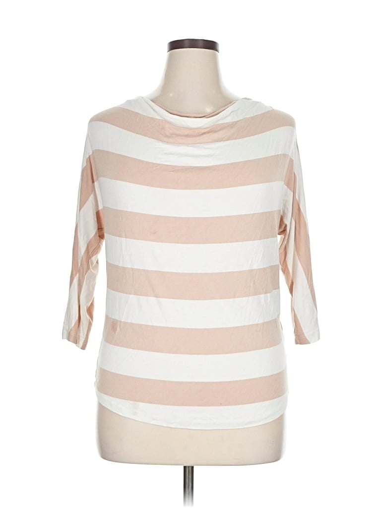 Pre-owned New York And Company 3/4 Sleeve Top Ivory Boatneck Tops In White