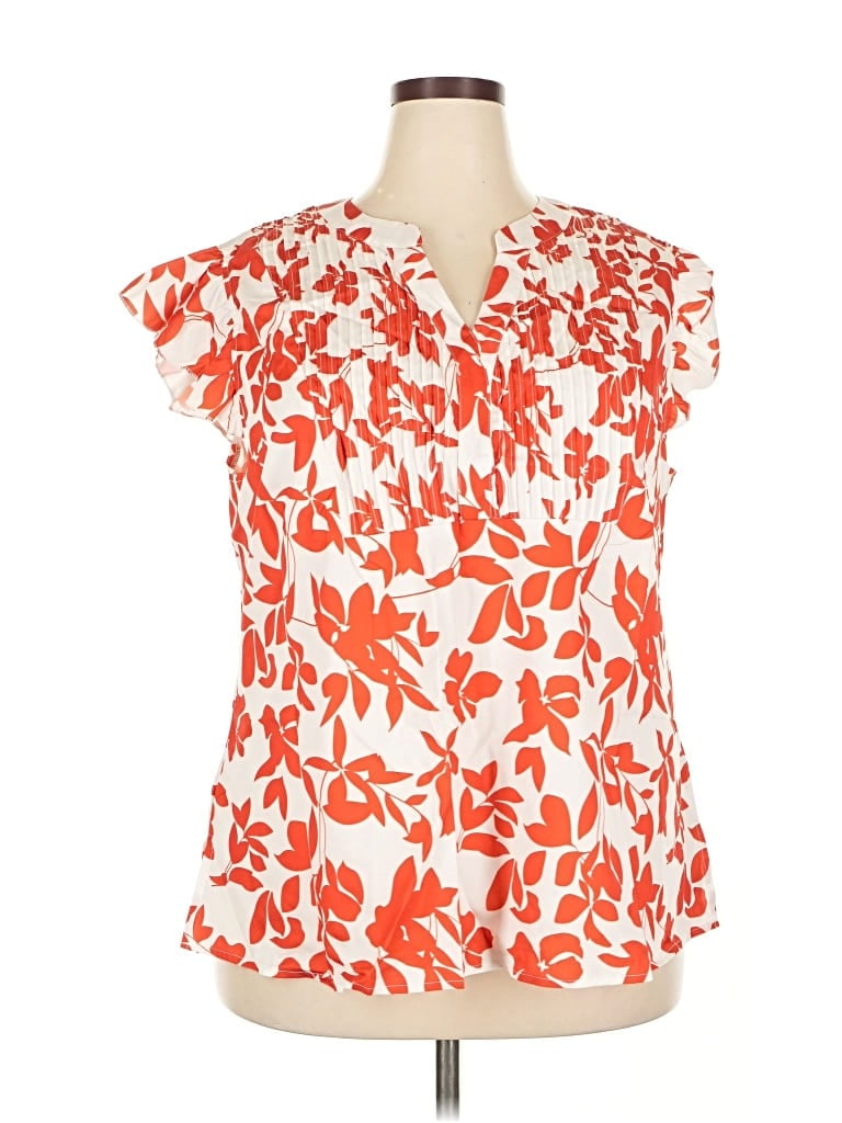 Pre-owned Bloomchic Short Sleeve Blouse In Orange