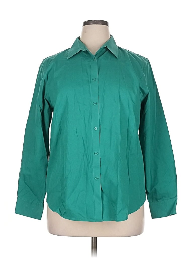 Pre-owned Jones New York Signature Long Sleeve Blouse In Blue