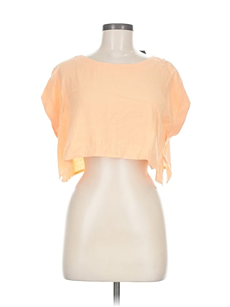 Hunter & Brown Short Sleeve Top Orange One Shoulder Neckline Tops In Brown