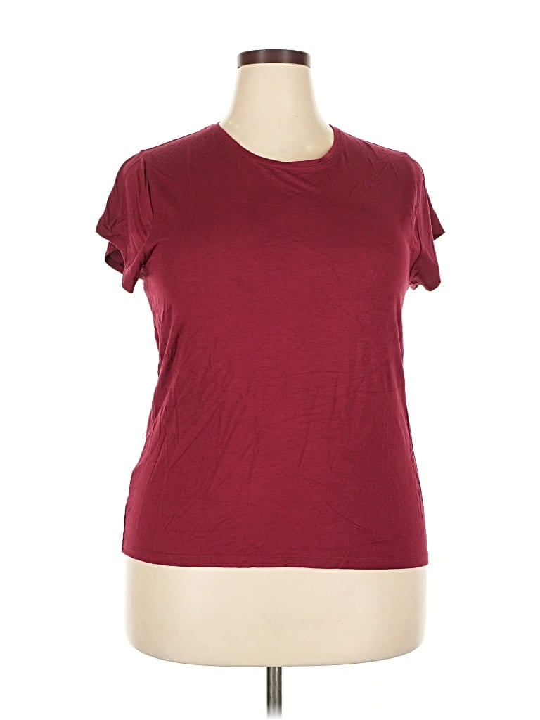 Pre-owned J.crew 365 Short Sleeve T-shirt In Burgundy