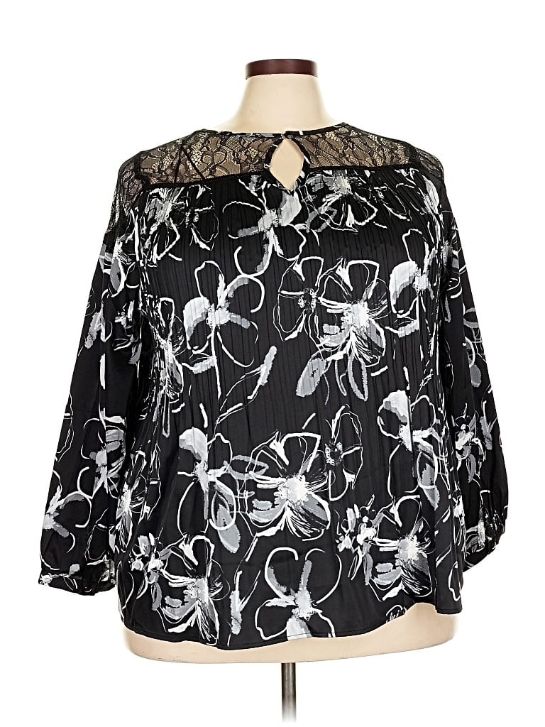 Pre-owned Sunny Leigh 3/4 Sleeve Blouse In Black