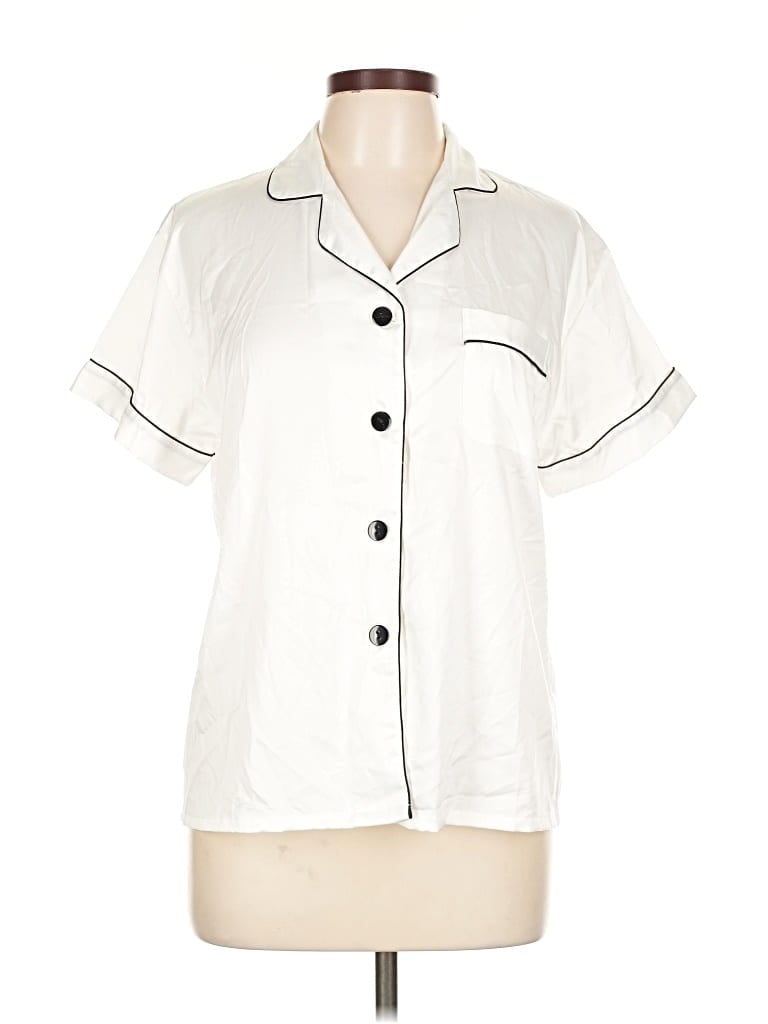 Pre-owned Unbranded Short Sleeve Blouse In White
