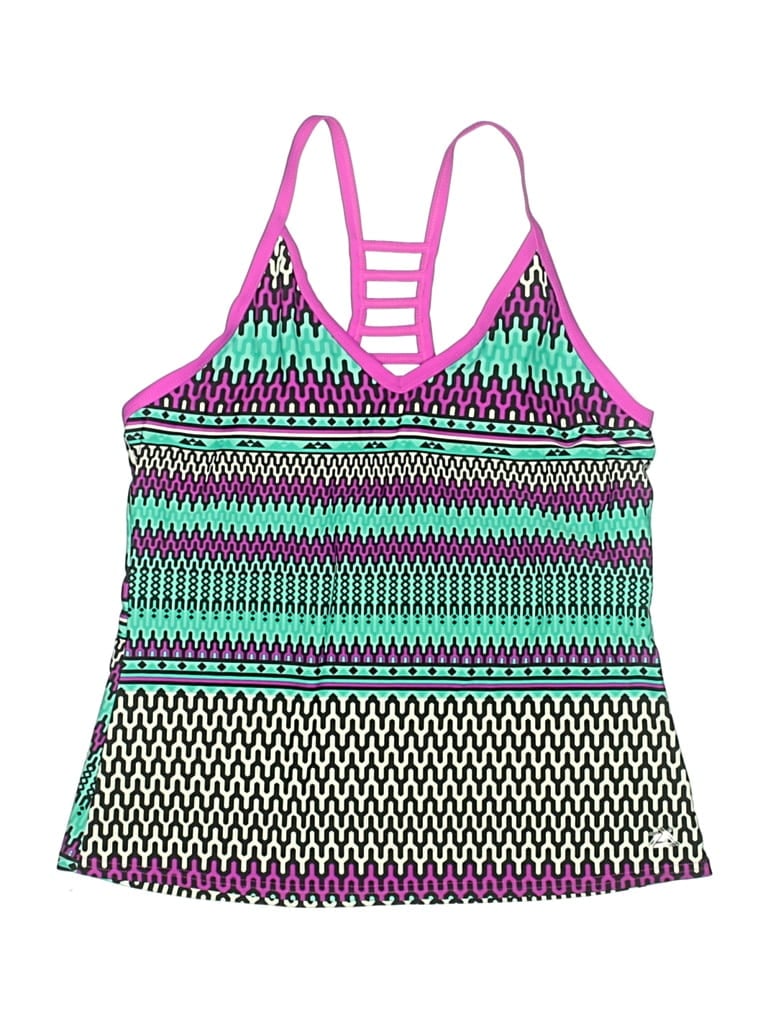 Pre-owned Zeroxposur Swimsuit Top Purple Chevron/herringbone Pattern Swimwear