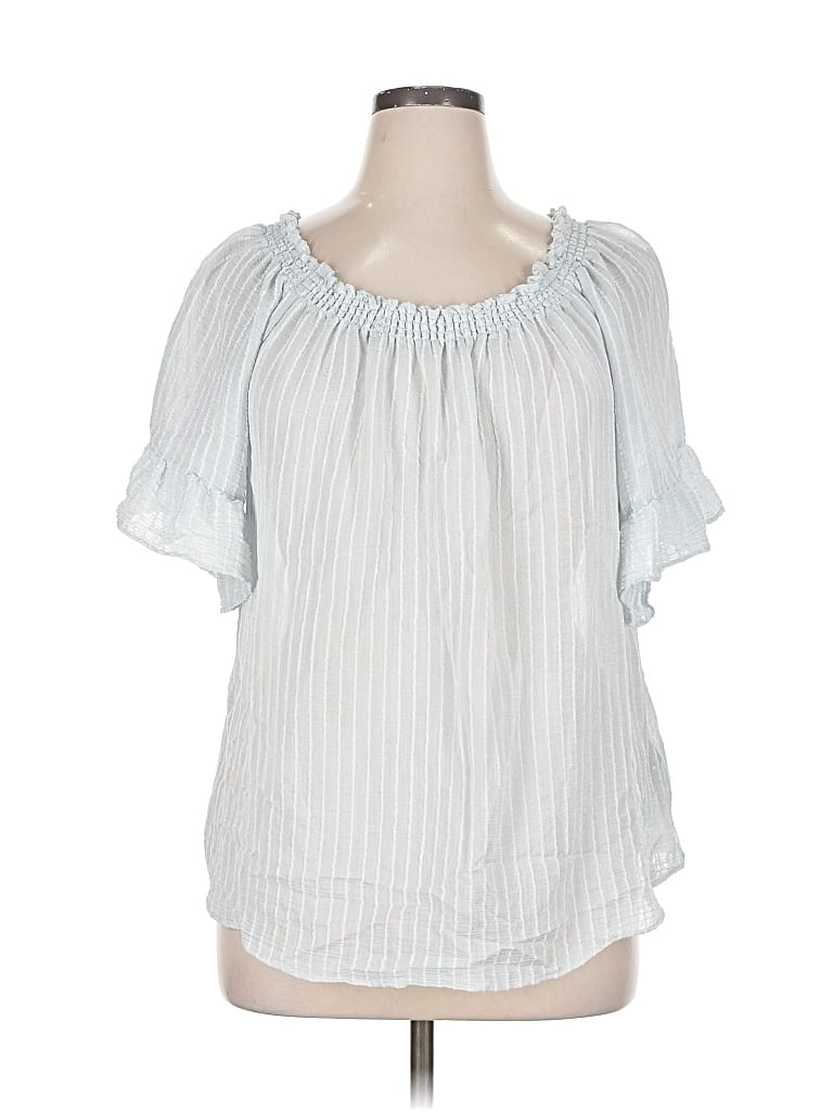 Pre-owned Zac & Rachel Short Sleeve Blouse In Silver