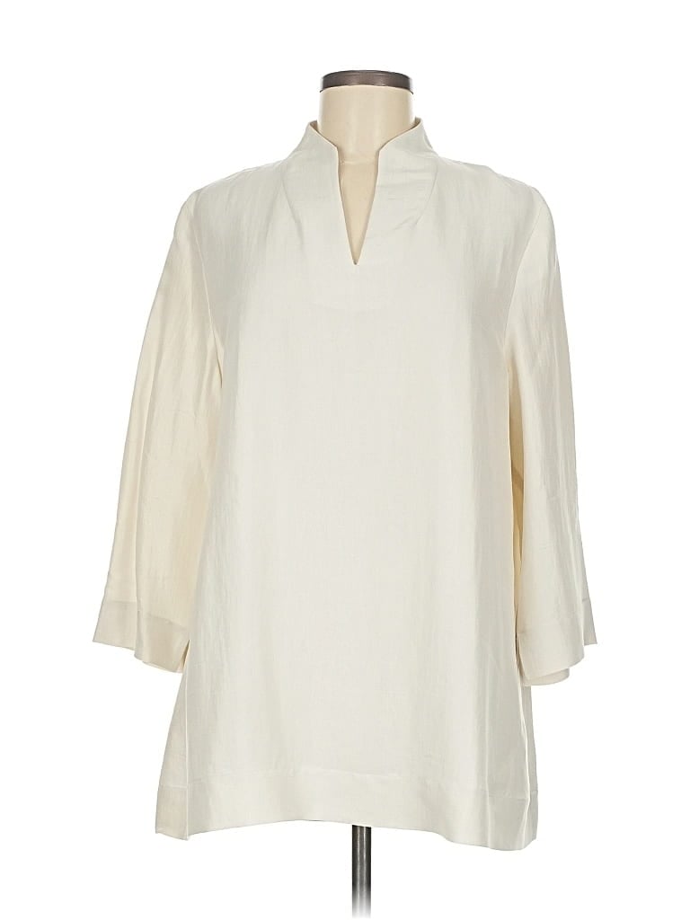 Pre-owned Eileen Fisher 3/4 Sleeve Blouse In White