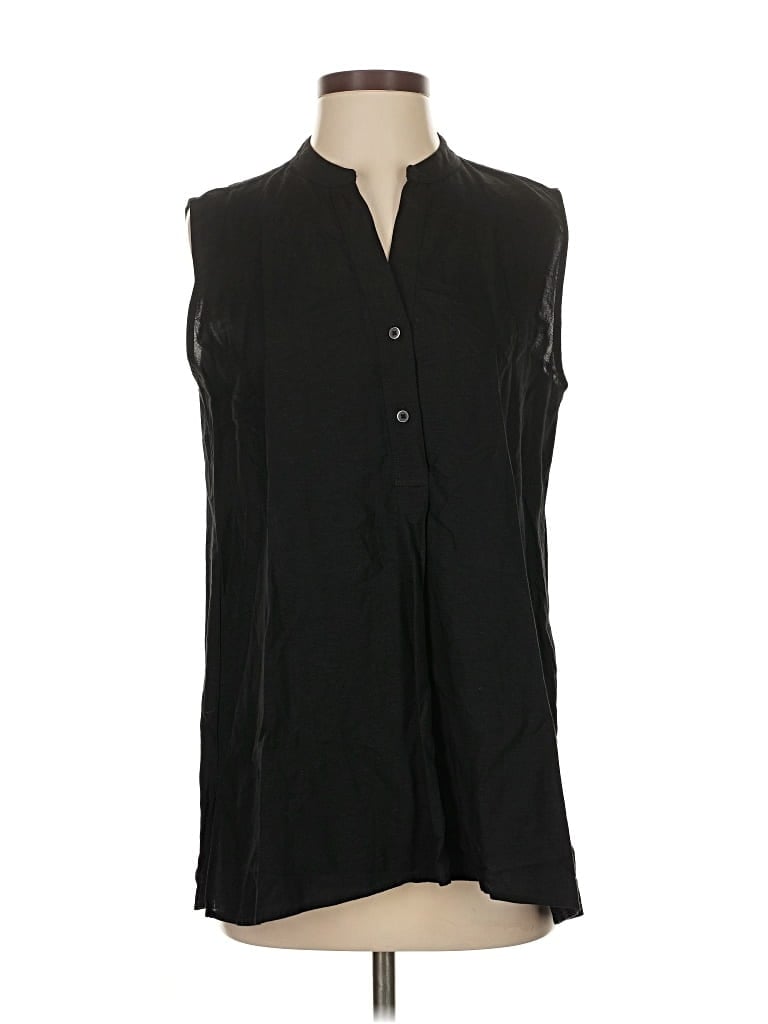 Pre-owned Uniqlo Sleeveless Button Down Shirt In Black