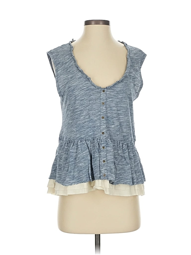 Pre-owned Pilcro Tank Top Blue Ruffles Neckline Tops