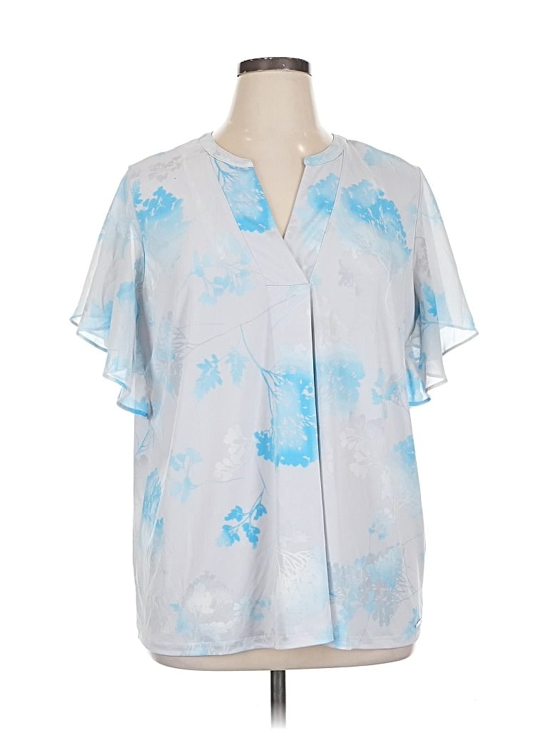 Pre-owned Calvin Klein Short Sleeve Blouse In Blue