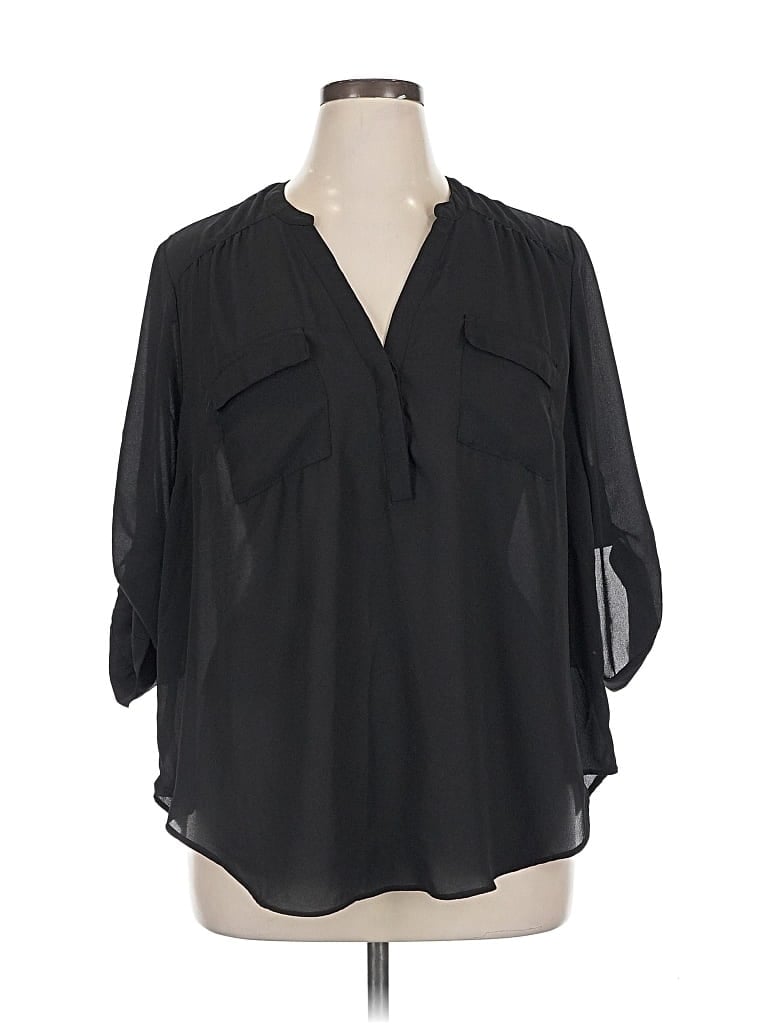 Pre-owned Torrid 3/4 Sleeve Blouse In Black