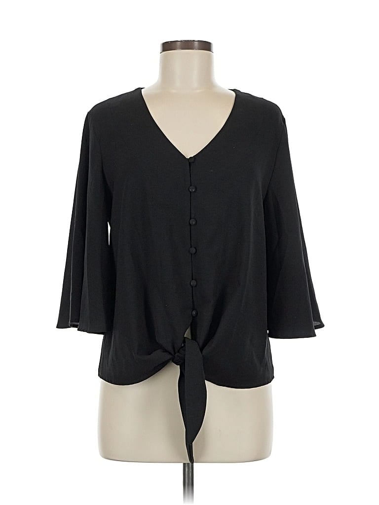 Pre-owned Unbranded 3/4 Sleeve Blouse In Black