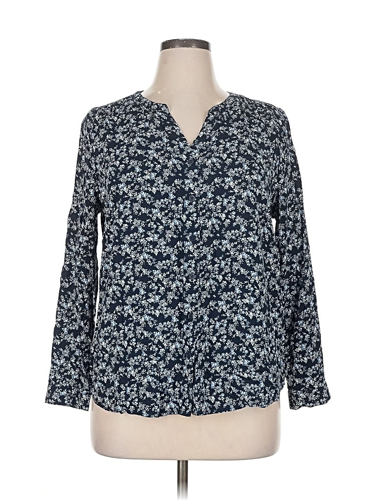 Pre-owned Beachlunchlounge Long Sleeve Blouse In Blue