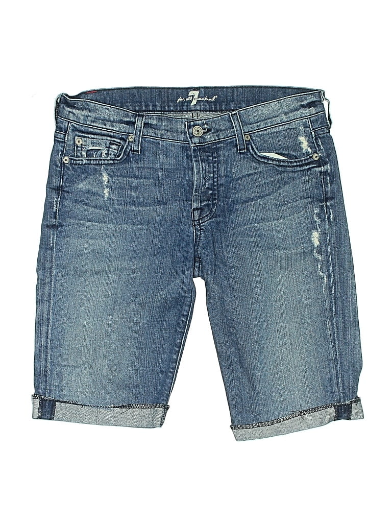 Pre-owned 7 For All Mankind Denim Shorts In Blue