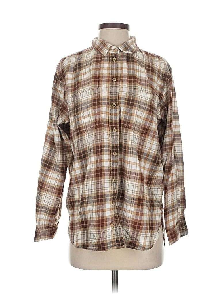 Pre-owned American Eagle Outfitters Long Sleeve Button Down Shirt In Brown