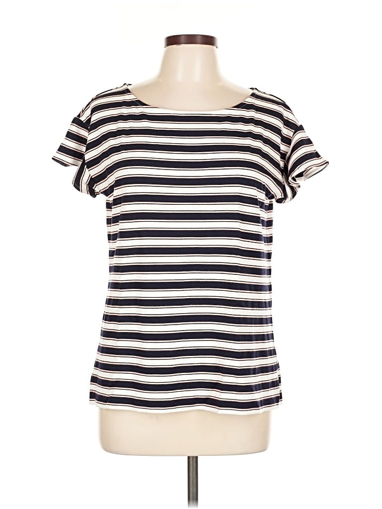 Pre-owned Ann Taylor Short Sleeve Top Ivory Boatneck Tops In White