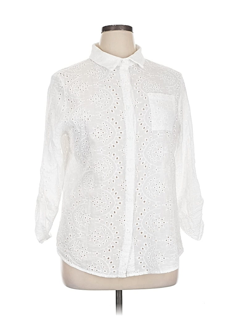 Pre-owned Unbranded 3/4 Sleeve Blouse In White