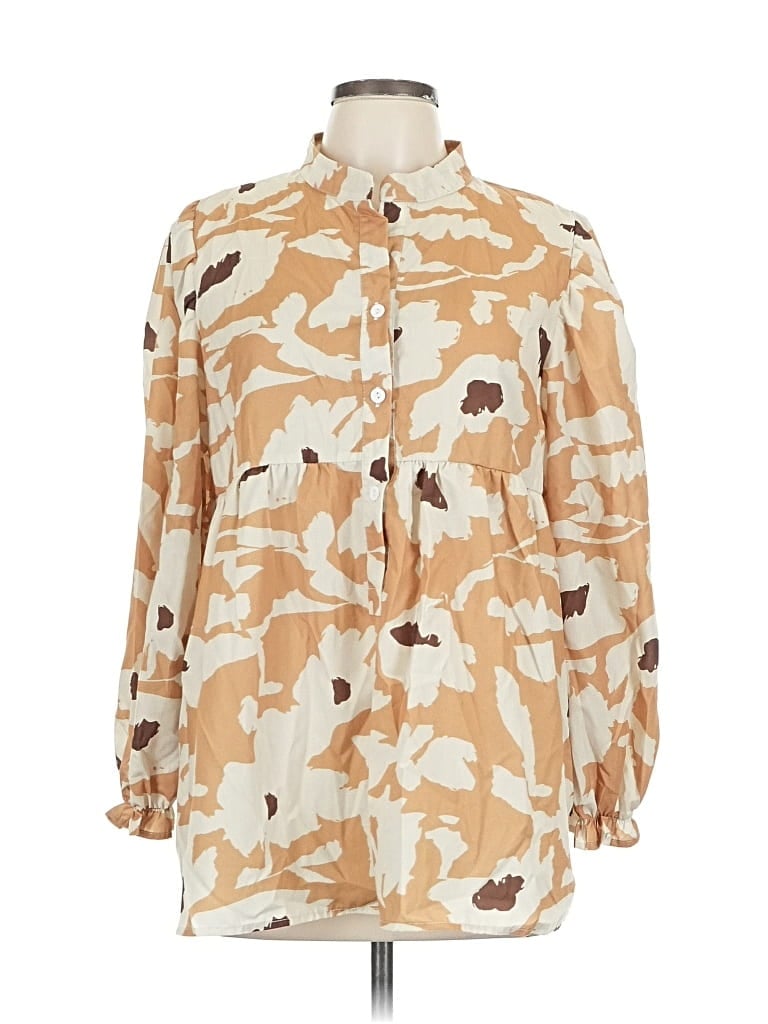 Pre-owned Unbranded Long Sleeve Blouse In Brown