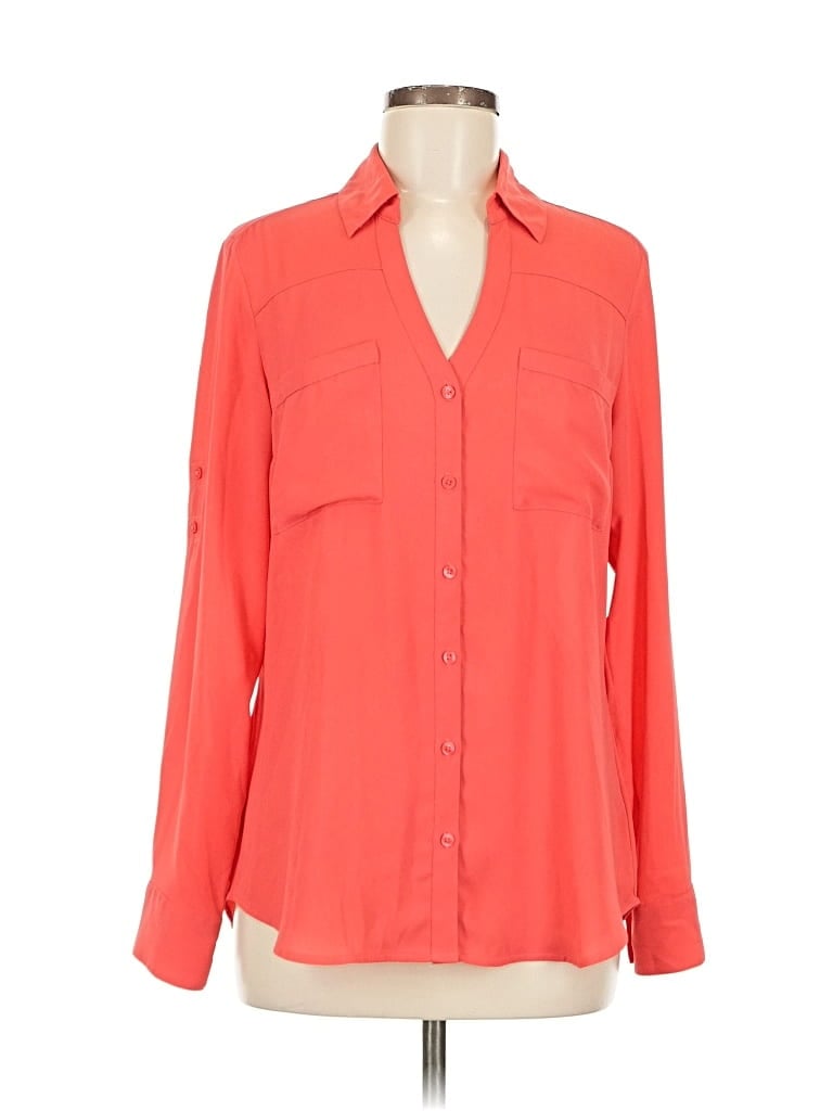 Pre-owned Express Long Sleeve Blouse In Orange