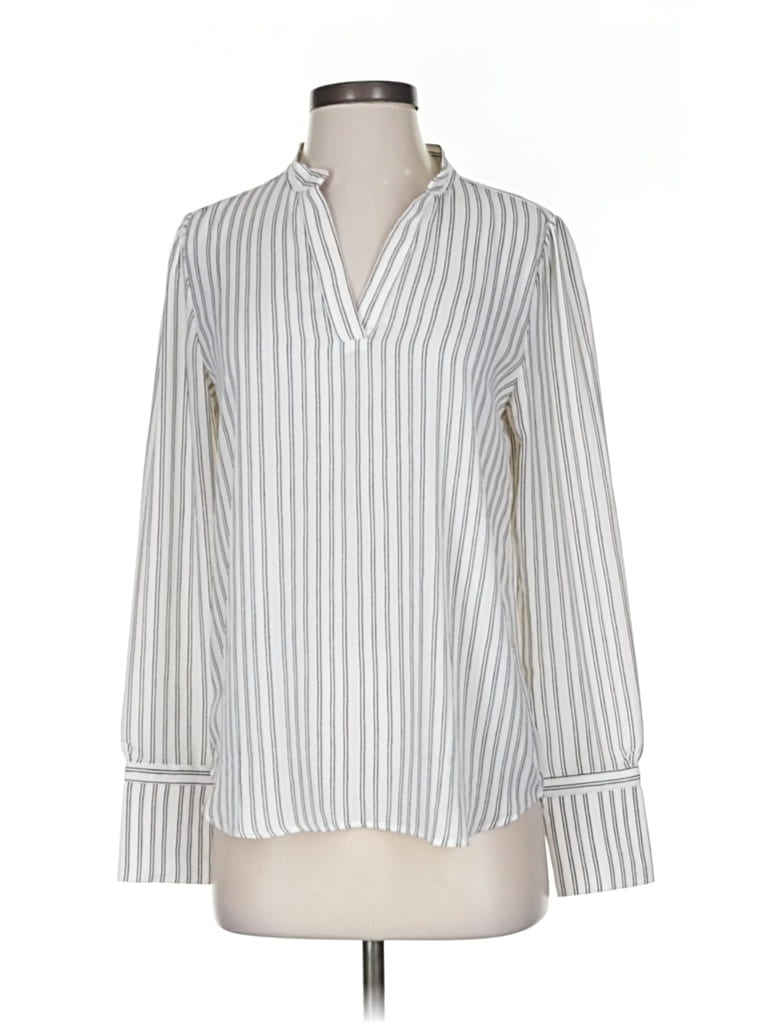 Pre-owned Ann Taylor Loft Long Sleeve Blouse In Silver