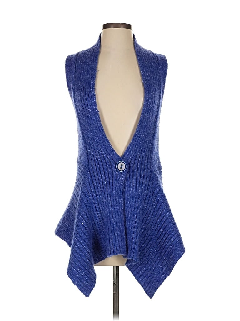 Pre-owned Alberto Makali Sleeveless Top Blue Plunge Neckline Tops