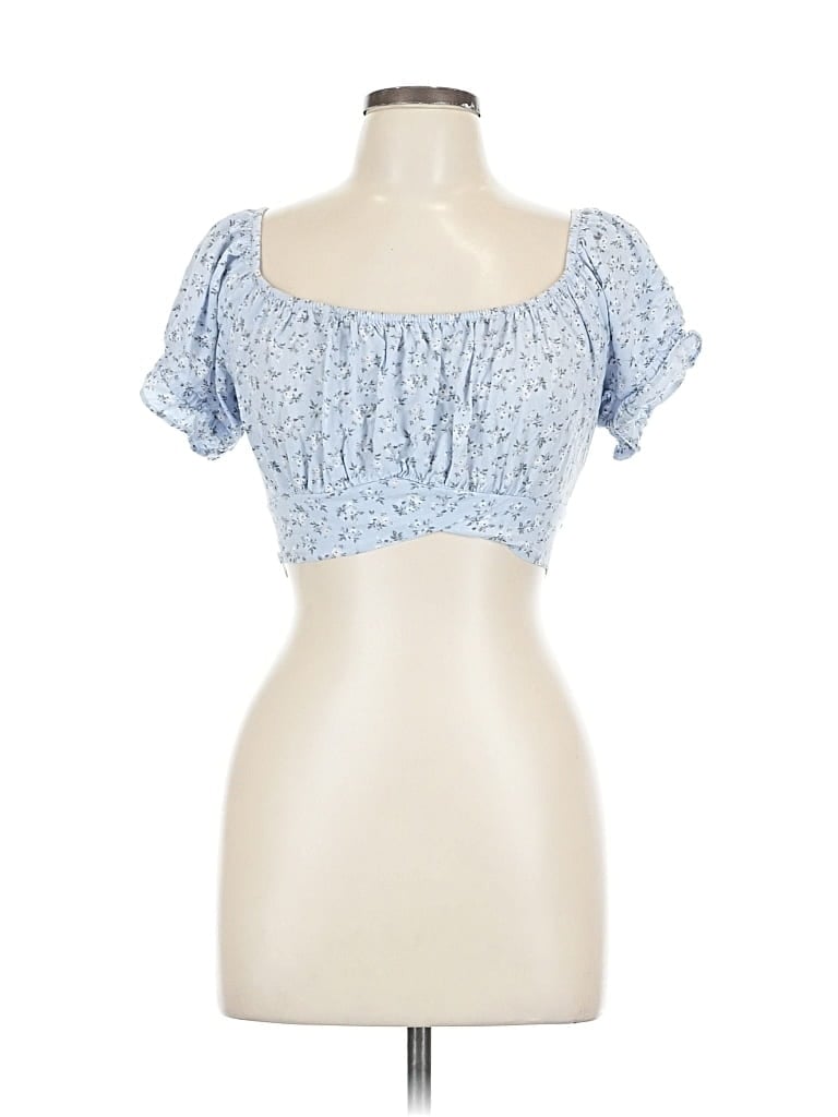 Pre-owned Hollister Short Sleeve Top Blue Sweetheart Neckline Tops