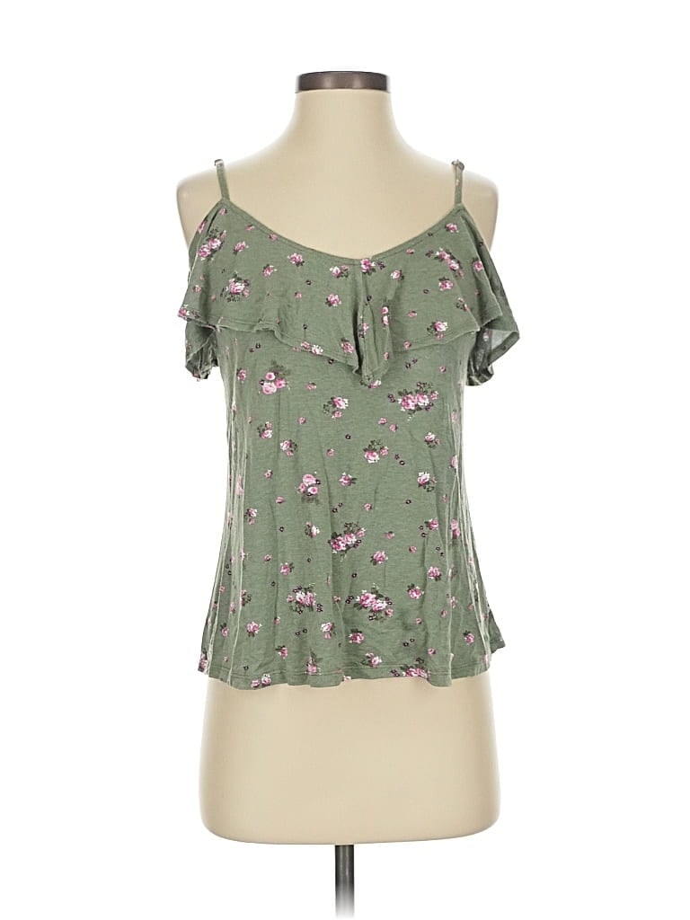 Pre-owned Ultra Flirt Tank Top Green Cold Shoulder Neckline Tops