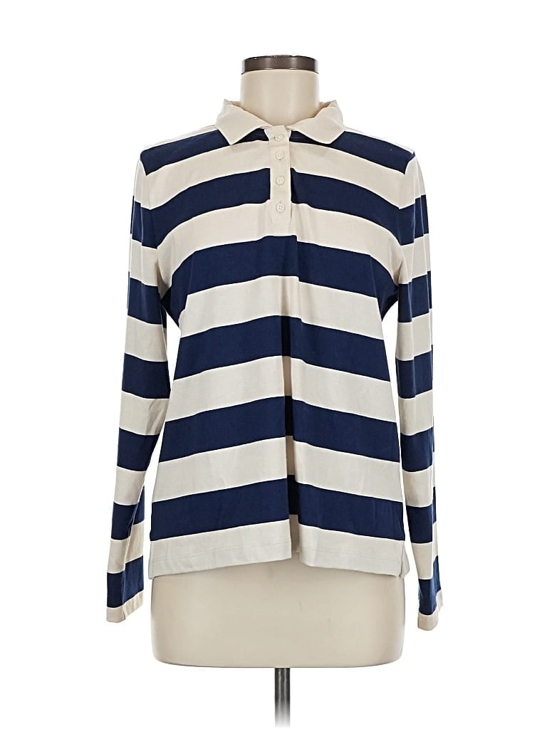 Pre-owned J.crew Factory Store Long Sleeve Polo Shirt In Blue