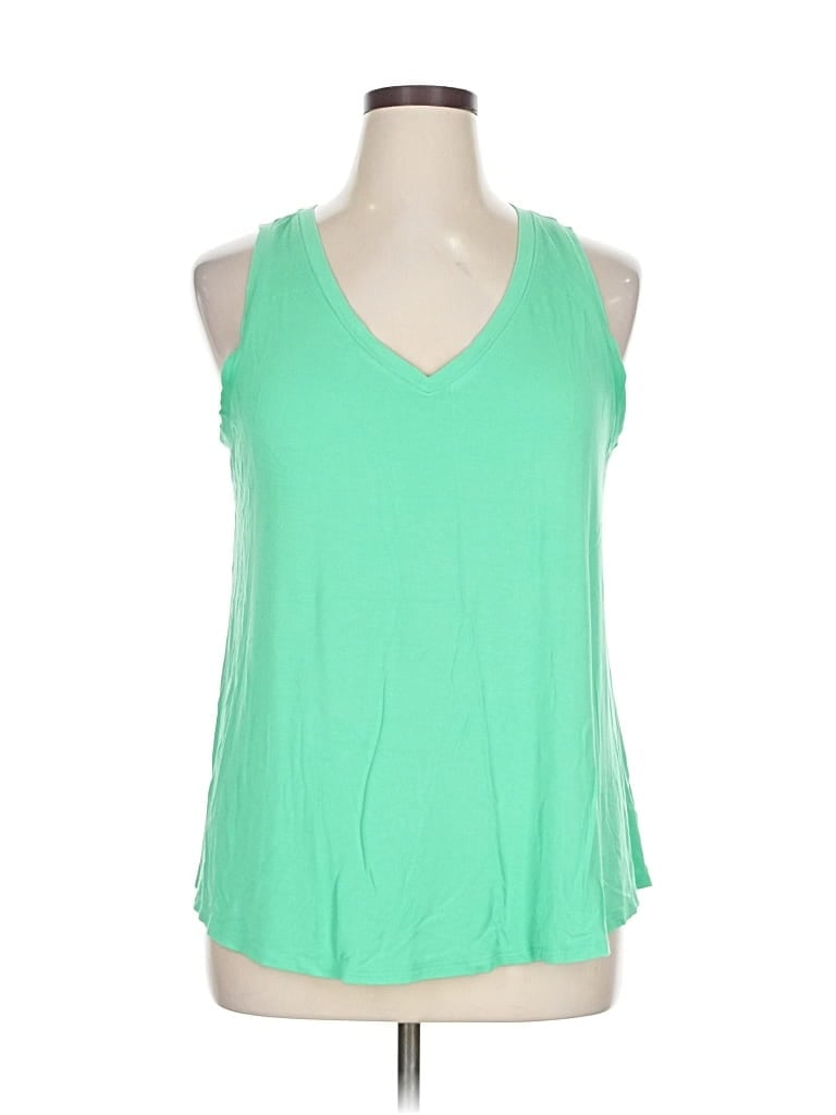 Pre-owned Time And Tru Tank Top Green Halter Neckline Tops