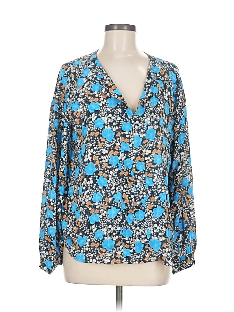 Pre-owned Ann Taylor Long Sleeve Blouse In Blue
