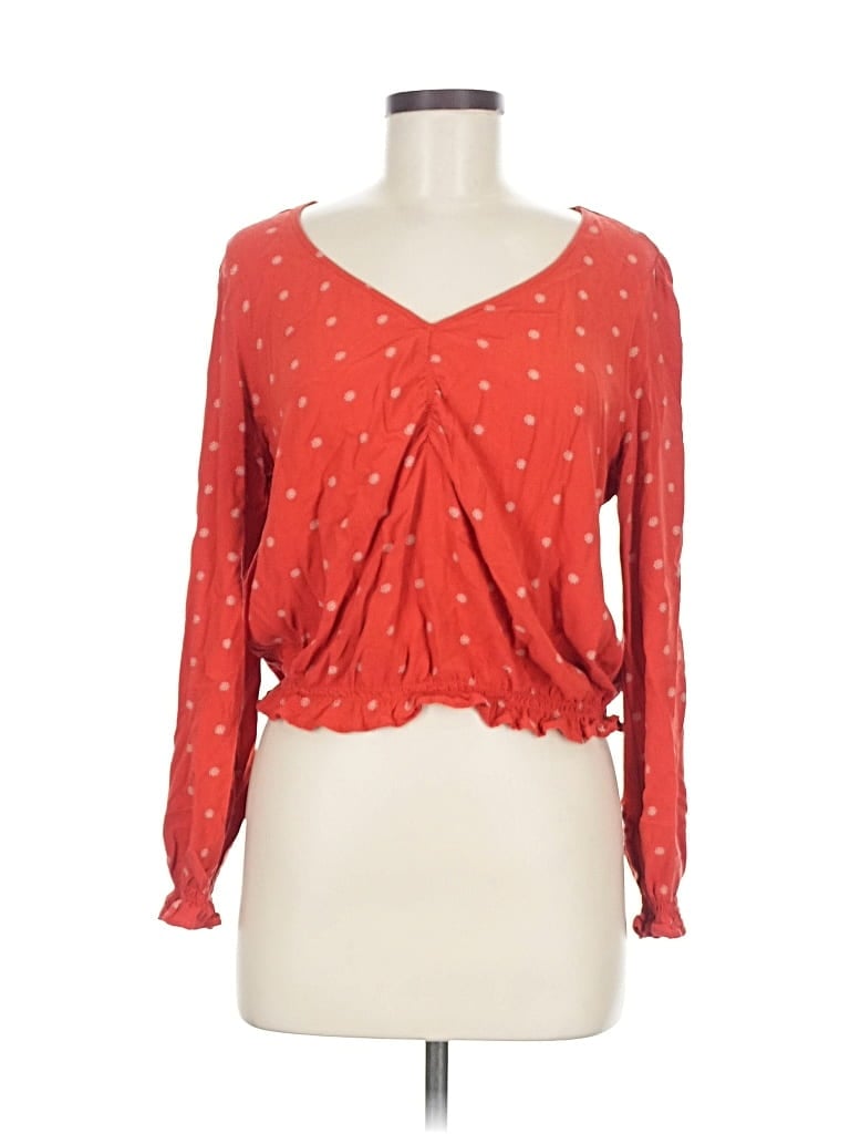 Pre-owned American Eagle Outfitters Long Sleeve Blouse In Red